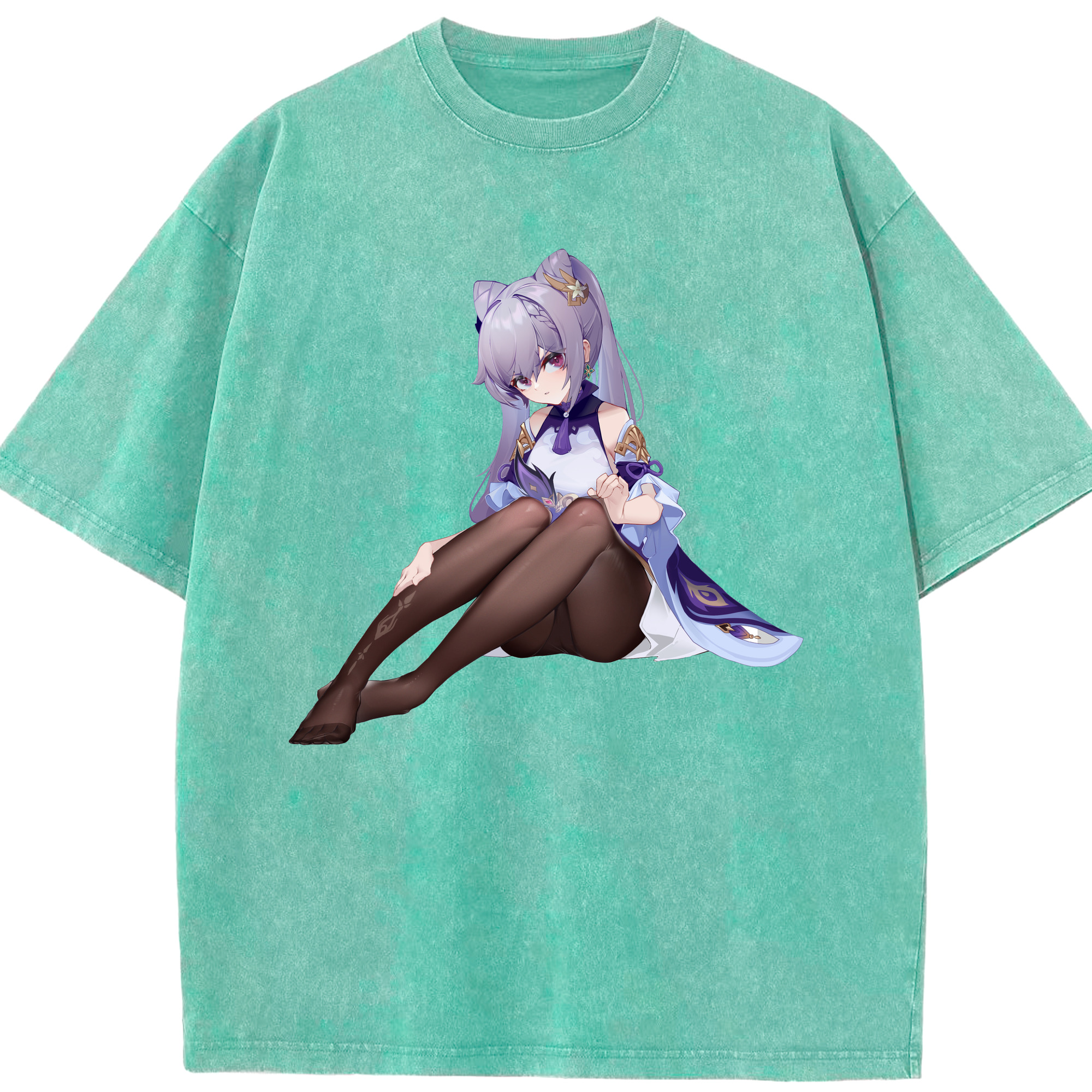 げんし神 刻晴 こくせい genshin Kokusei 綿100% ヴィンテージ風 半袖Tシャツ（フロントプリント）